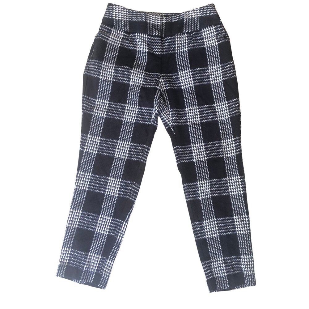 Worthington Black White Plaid Slim Pants Women’s Size 4 Career Ankle Trousers